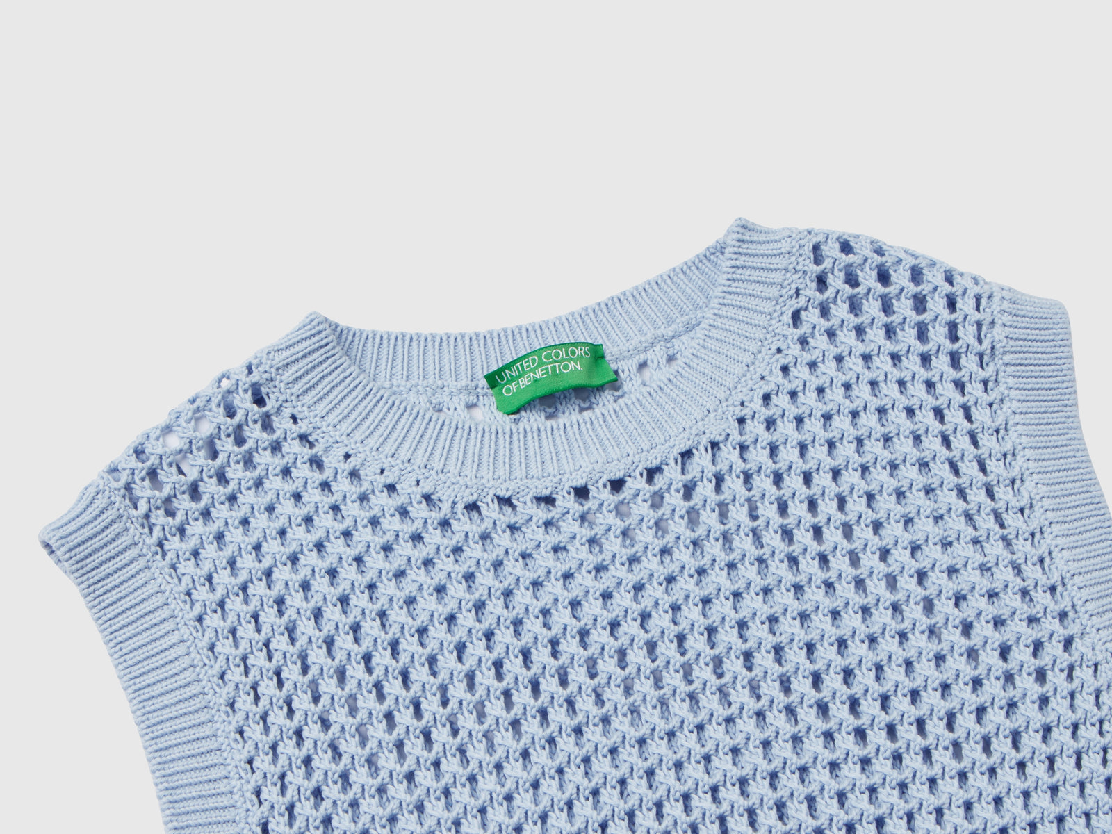 Cropped crochet vest da donna celeste 3 | Benetton Outlet