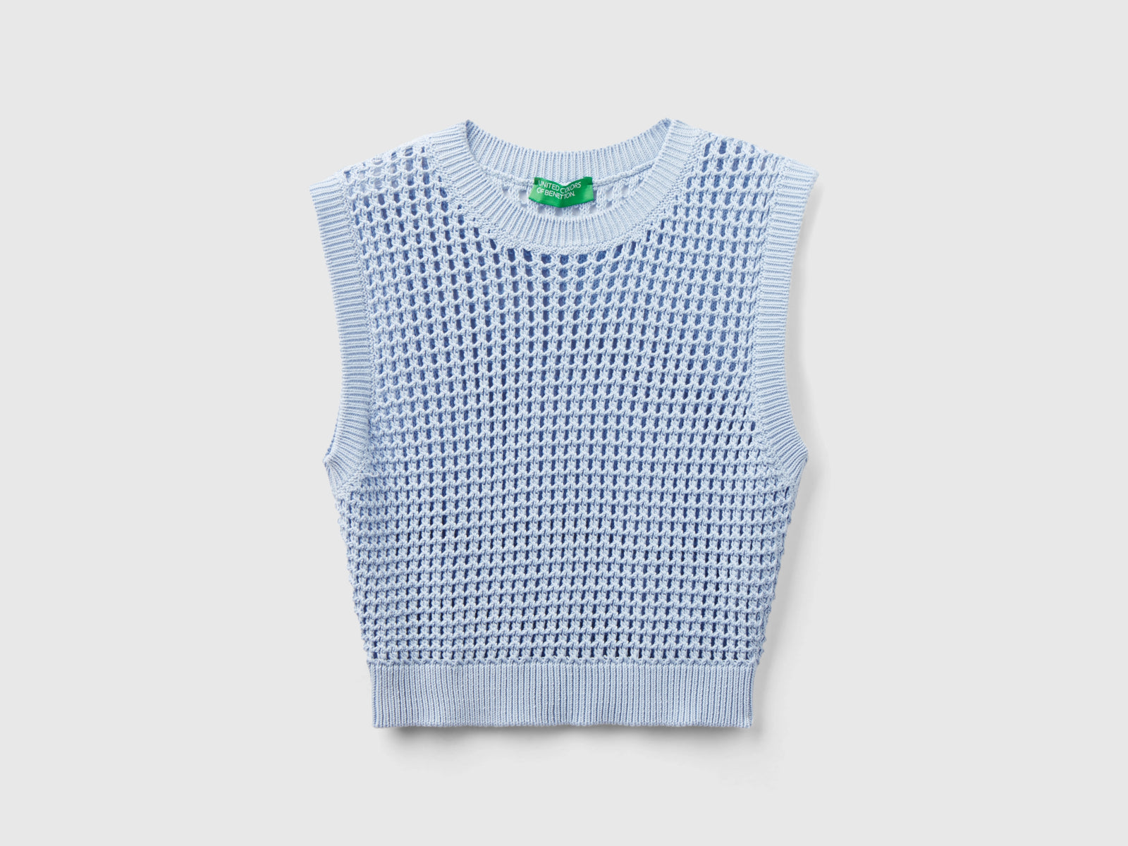 Cropped crochet vest da donna celeste | Benetton Outlet