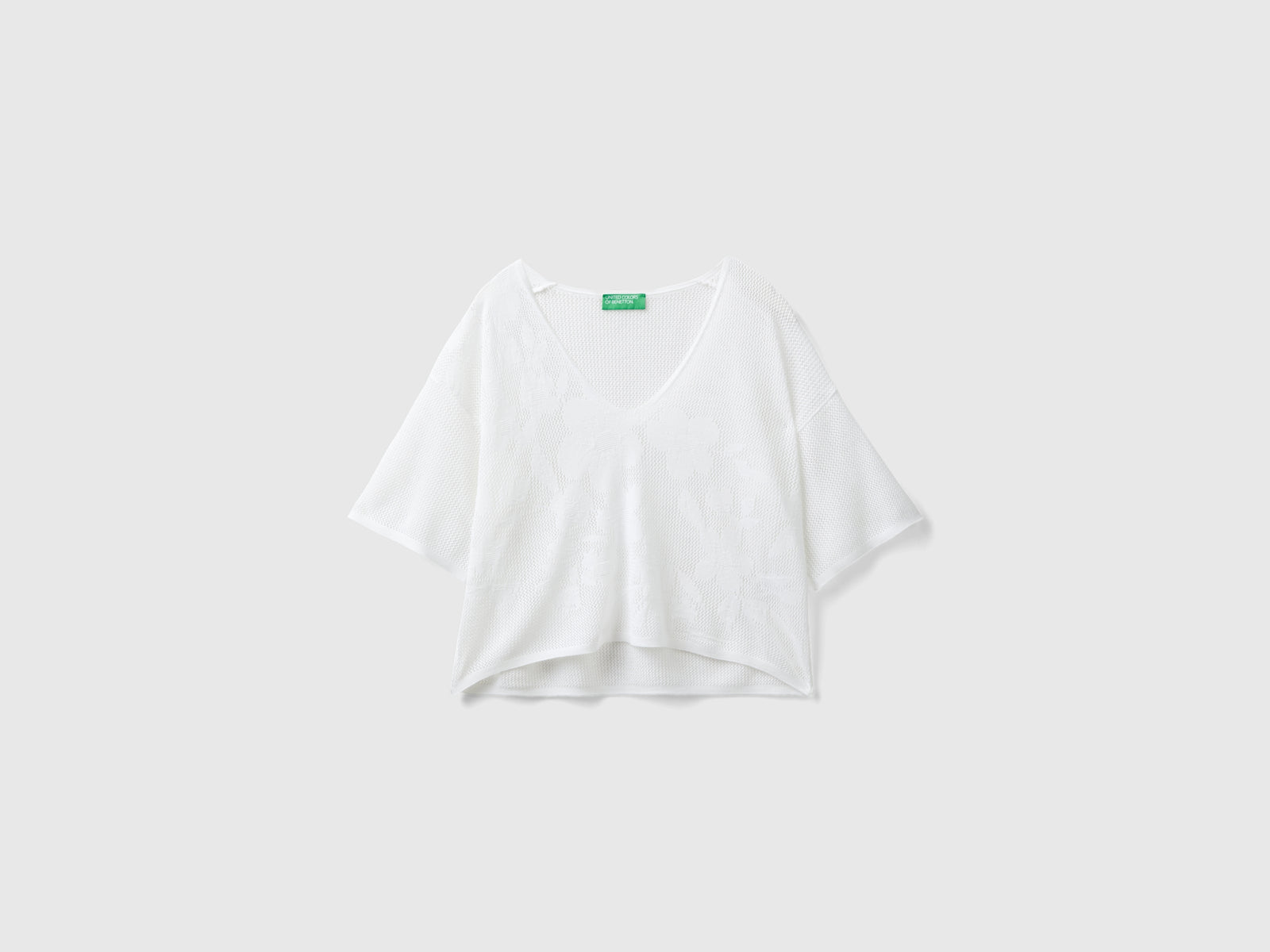 Maglia con motivo fiori da donna bianco | Benetton Outlet