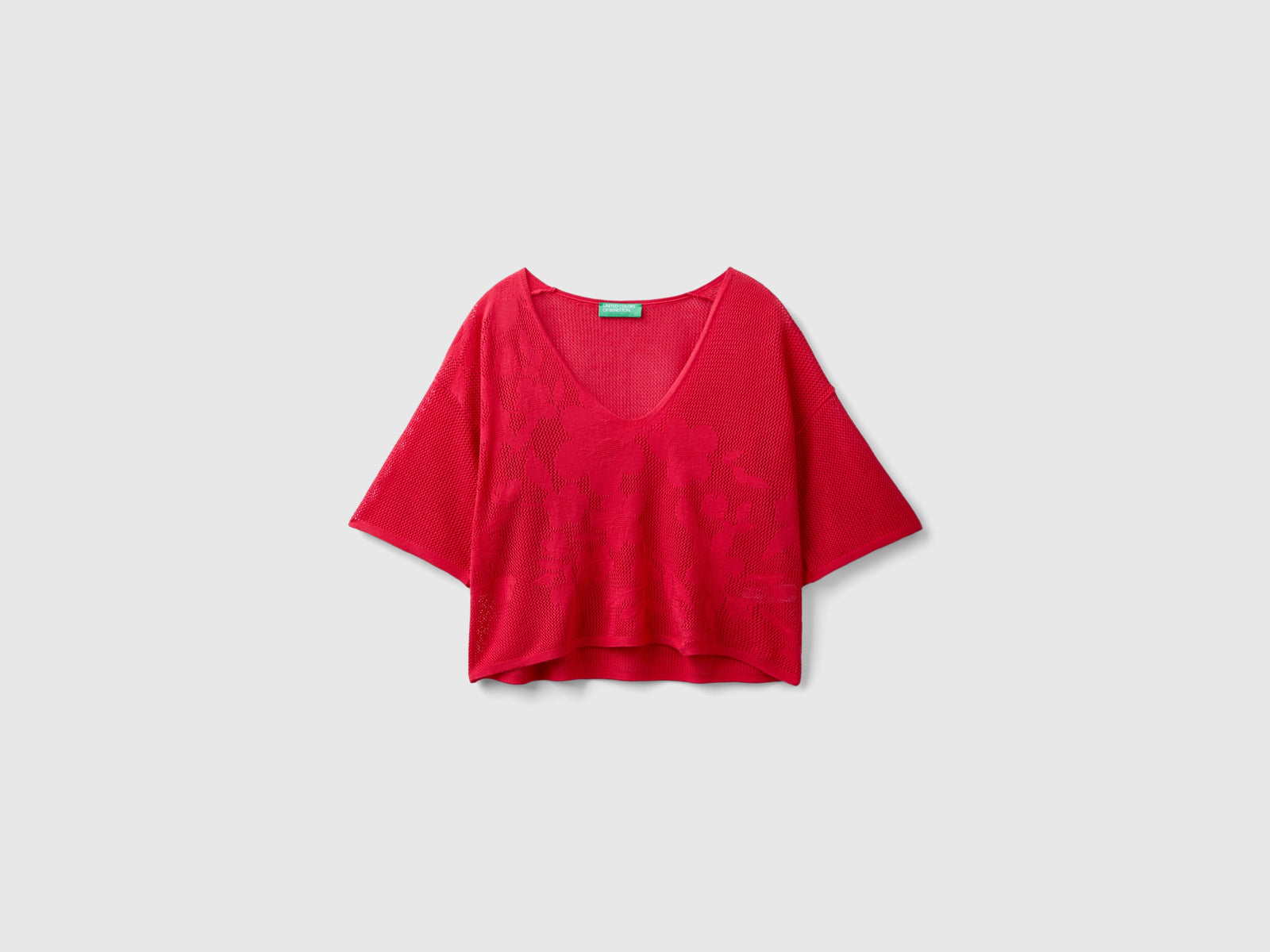 Maglia con motivo fiori da donna rosso | Benetton Outlet