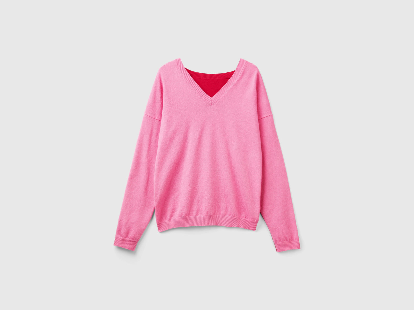 Maglia in misto viscosa da donna ciclamino 2 | Benetton Outlet