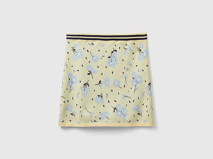Floral knitted mini skirt