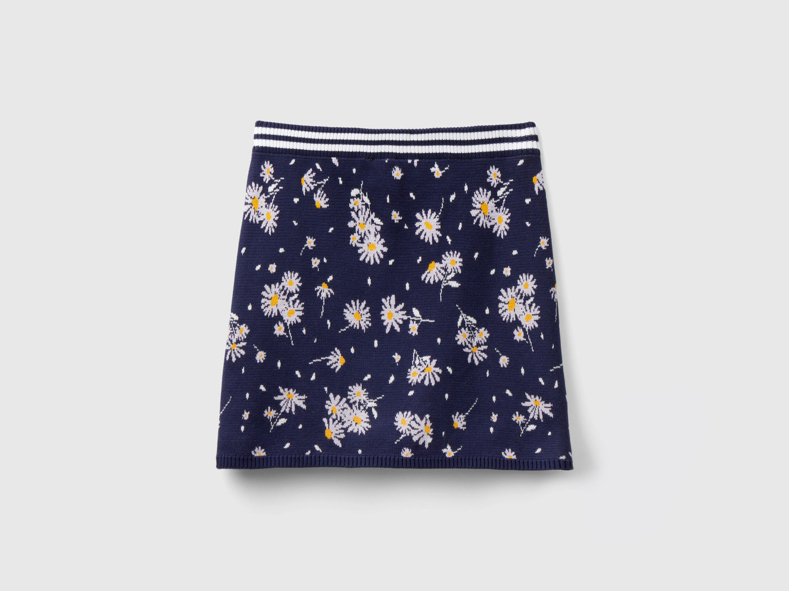 Minigonna in maglia a fiori da donna blu scuro 2 | Benetton Outlet