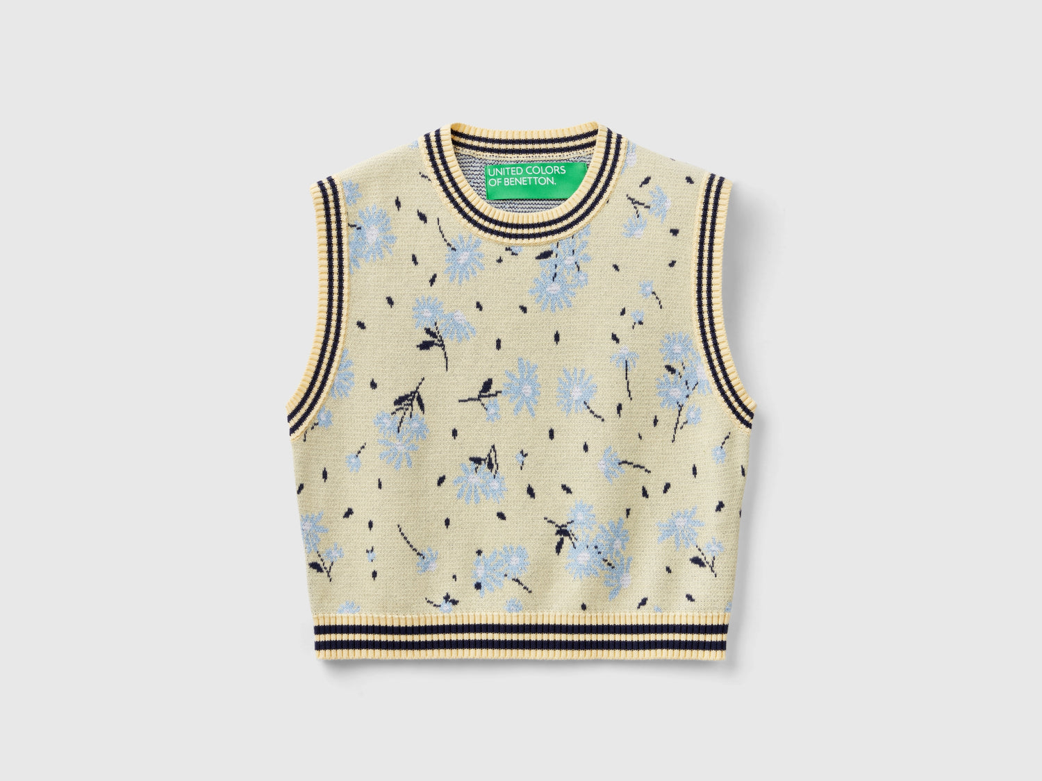 Floral knitted vest da donna giallo | Benetton Outlet