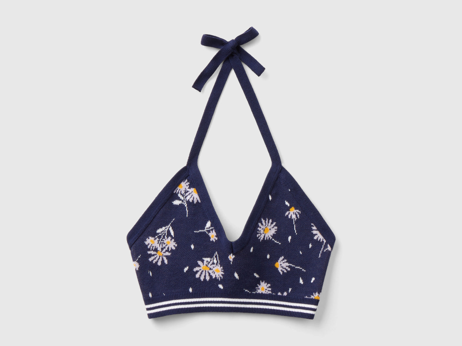 Floral knit cropped top da donna blu scuro | Benetton Outlet