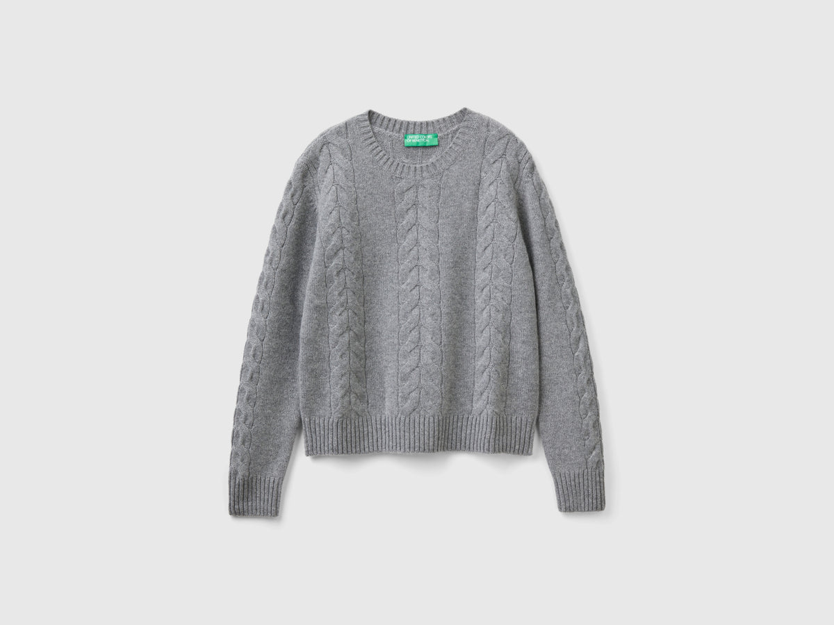 Maglia a trecce in puro cashmere