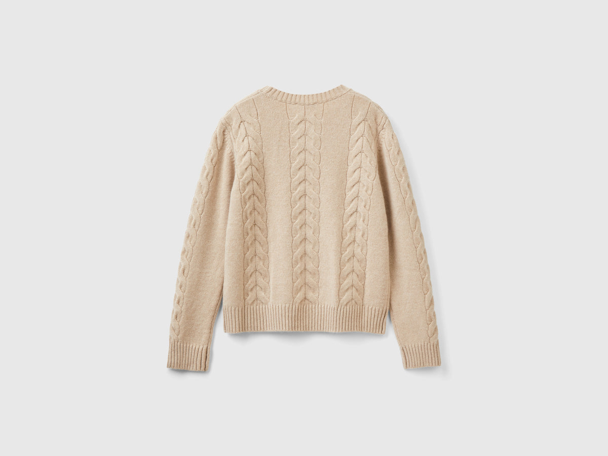 Maglia a trecce in puro cashmere