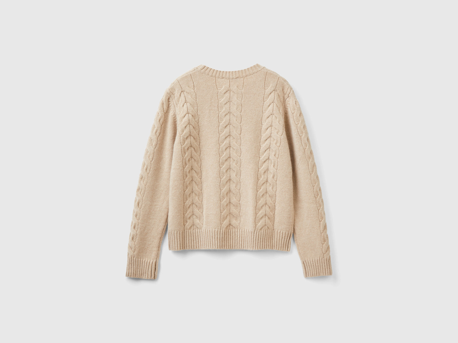 Maglia a trecce in puro cashmere da donna beige 2 | Benetton Outlet