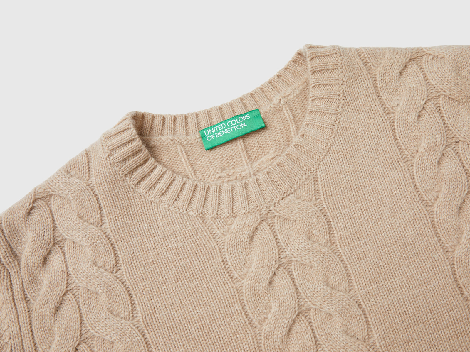 Maglia a trecce in puro cashmere da donna beige 3 | Benetton Outlet