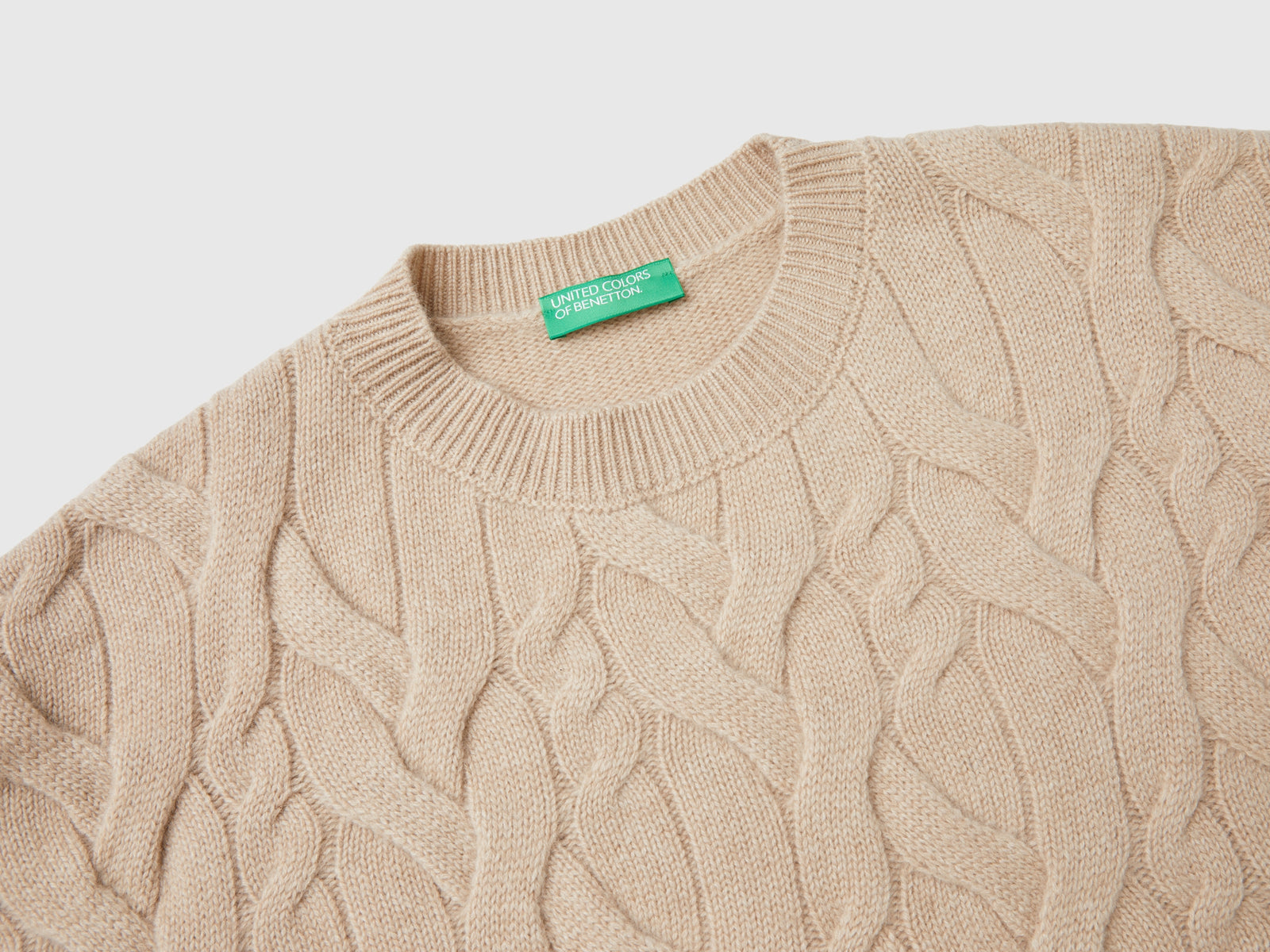 Maglia lavorata in puro cashmere da donna beige 3 | Benetton Outlet