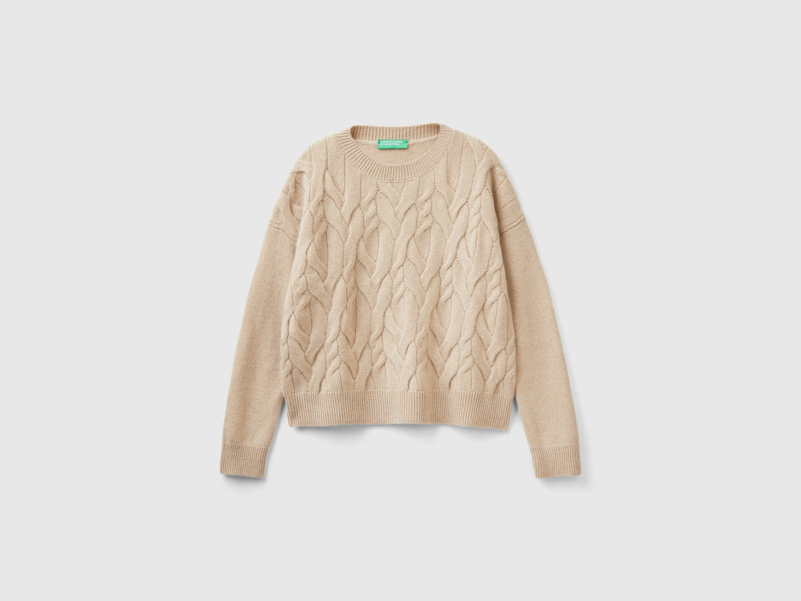 Maglia lavorata in puro cashmere da donna beige | Benetton Outlet