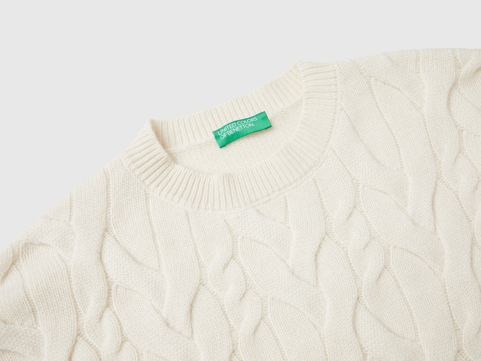 Knitted sweater in pure cashmere da donna bianco panna 3 | Benetton Outlet