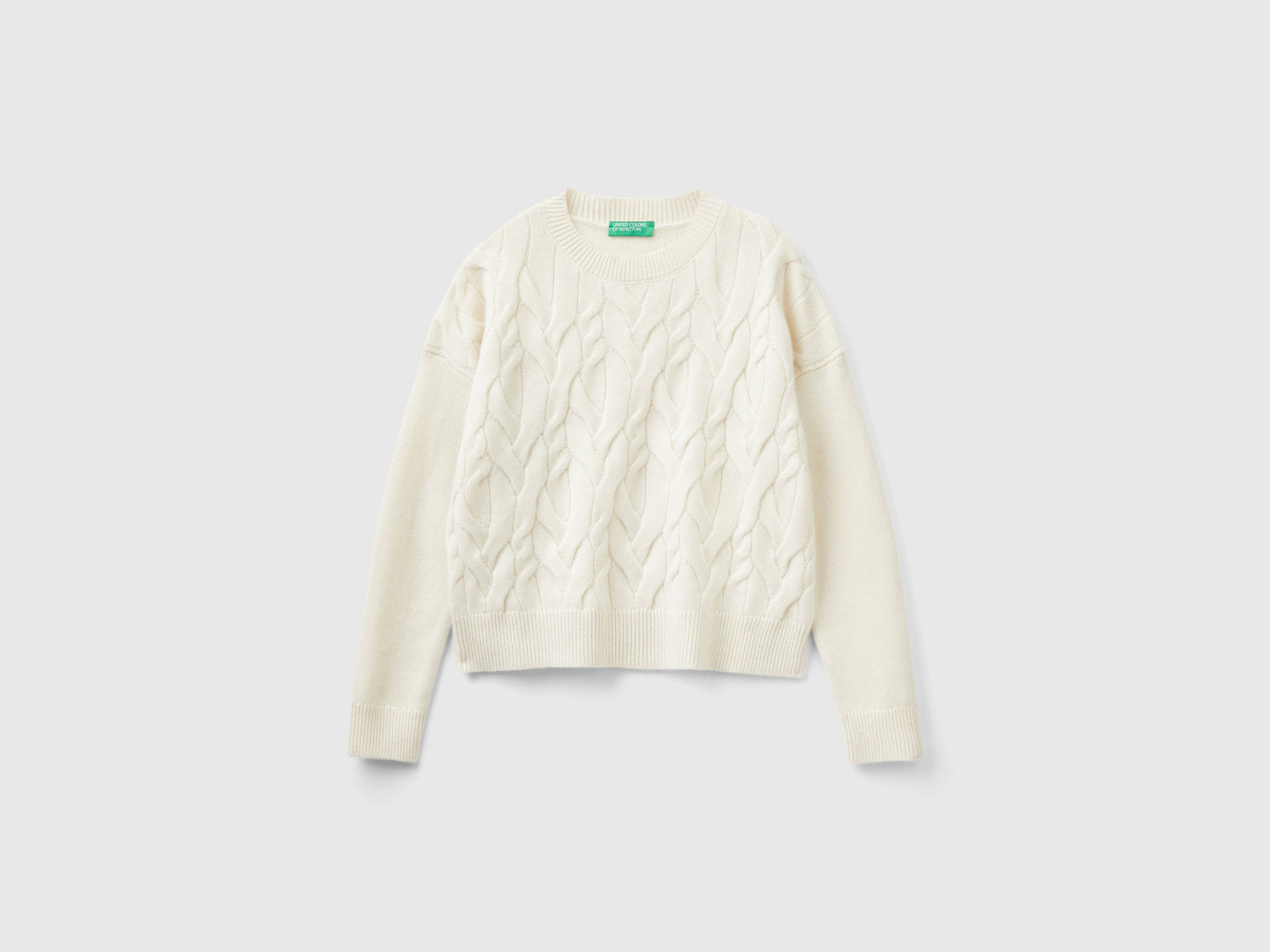 Knitted sweater in pure cashmere da donna bianco panna | Benetton Outlet