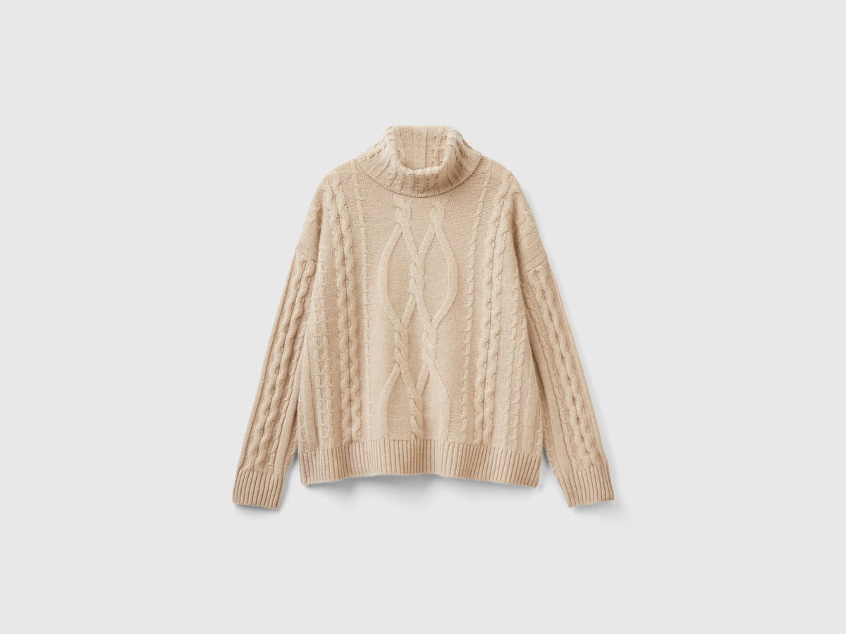 Dolcevita con trecce in puro cashmere