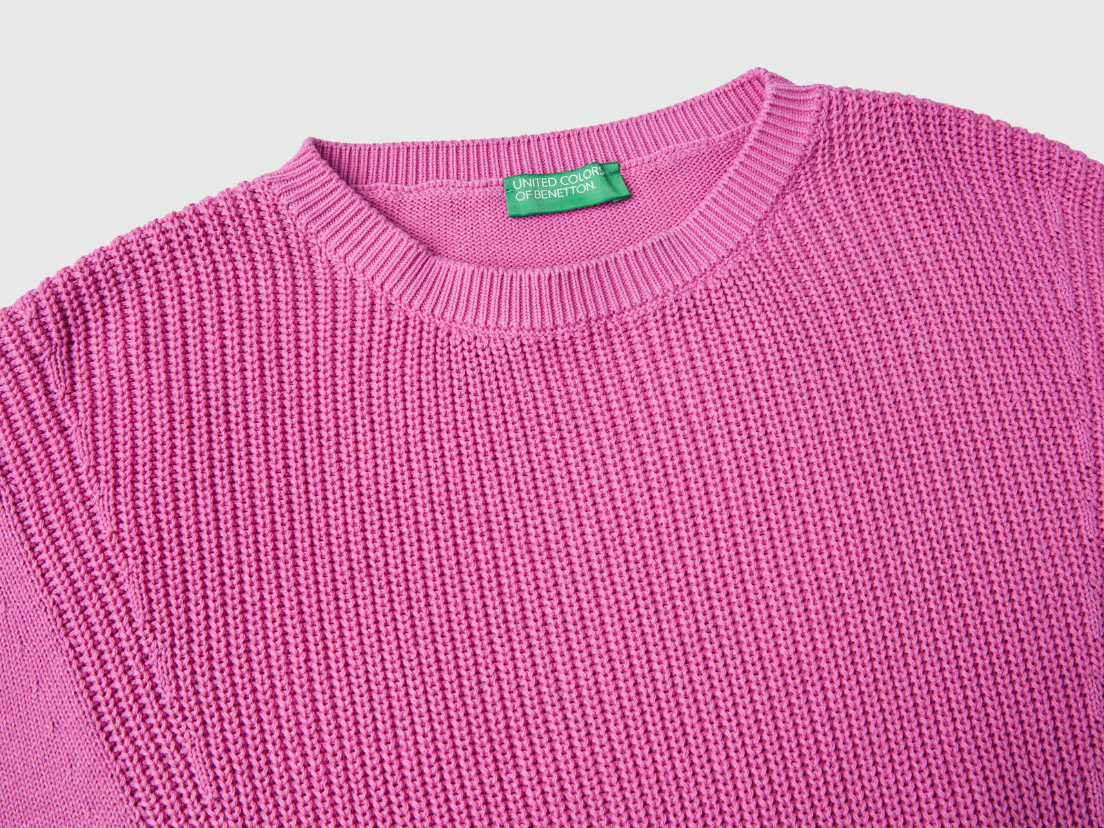 Maglia rosa in cotone da donna malva 3 | Benetton Outlet