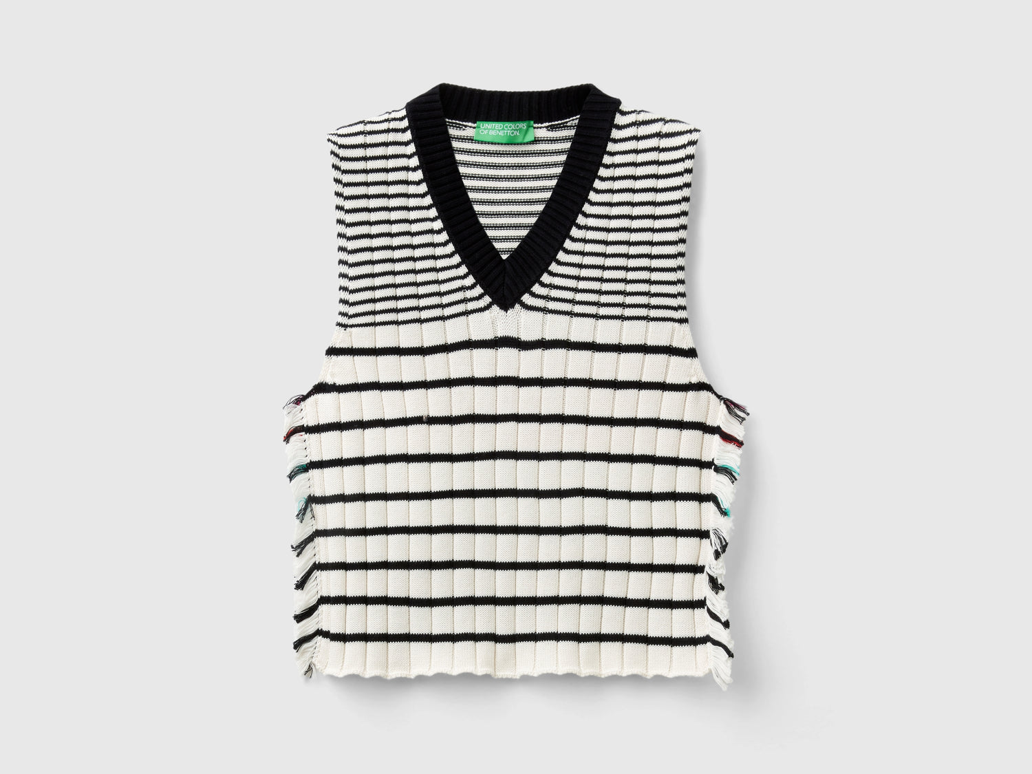 Gilet a righe da donna bianco panna | Benetton Outlet
