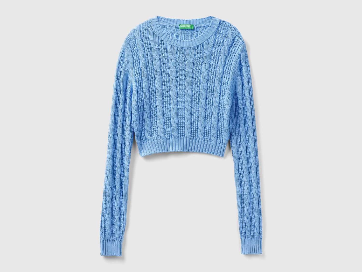 Maglia cropped a trecce da donna azzurro | Benetton Outlet