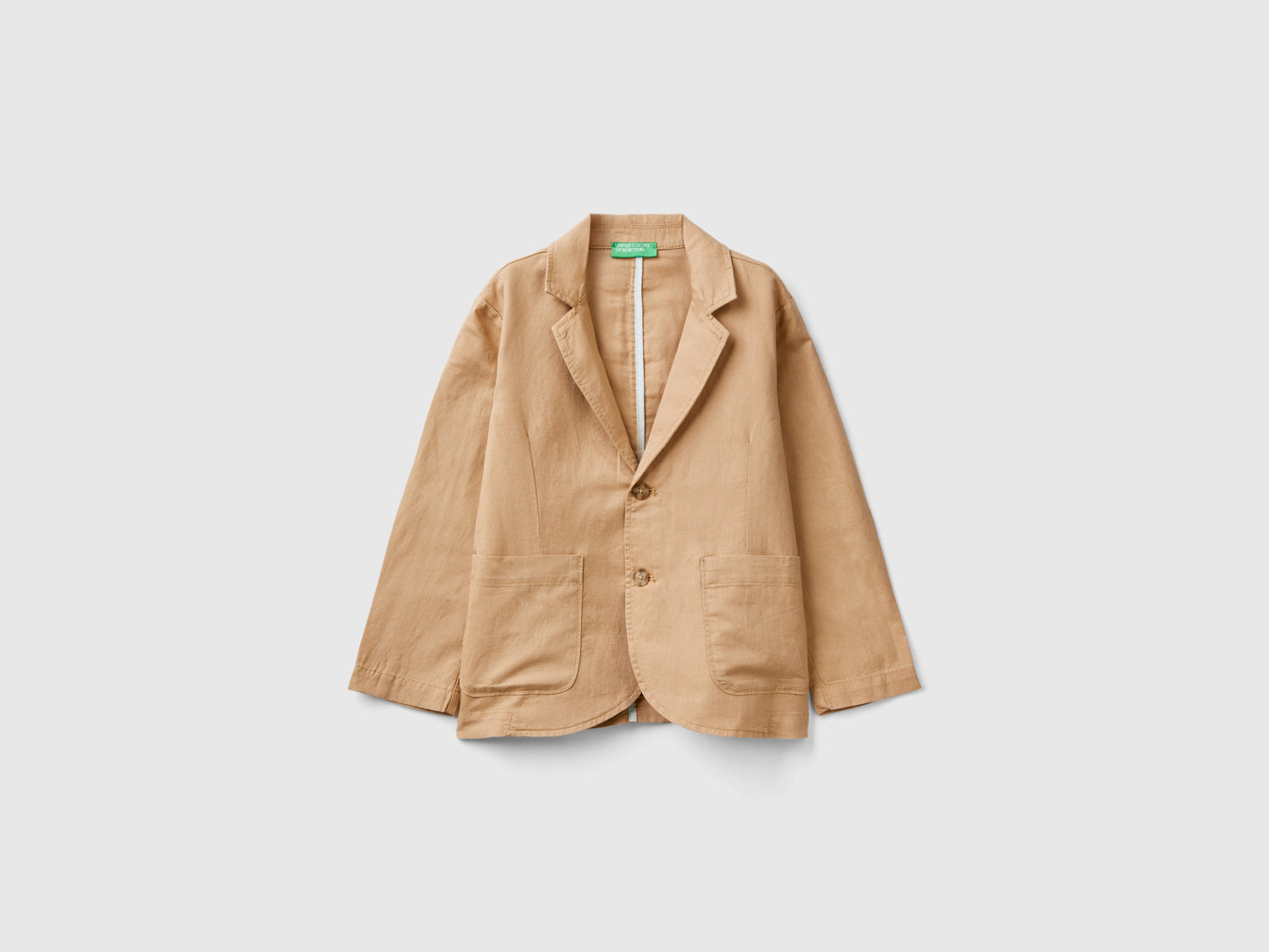Blazer in misto lino da bambino cammello | Benetton Outlet