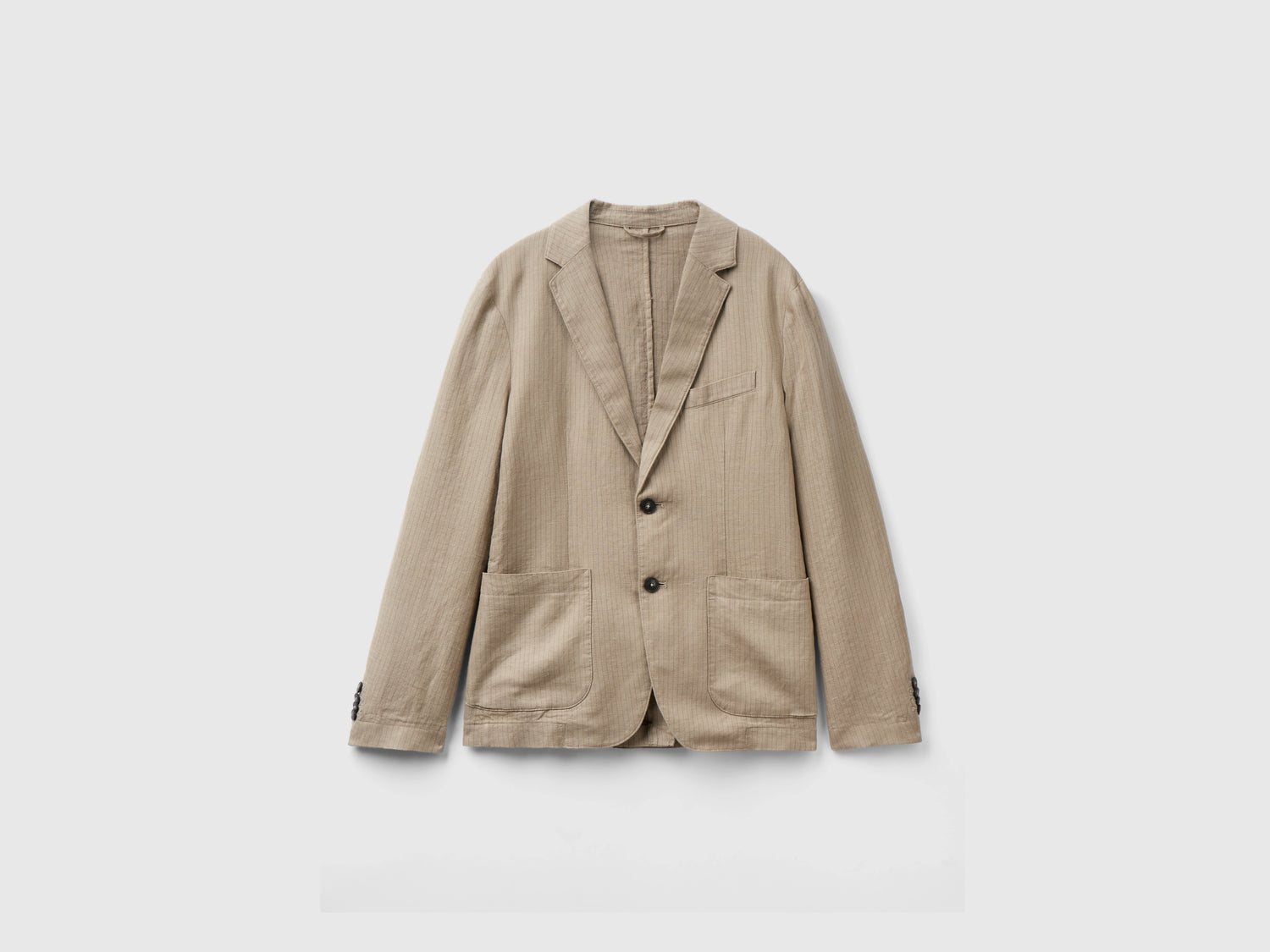 Blazer rigato in misto lino da uomo beige | Benetton Outlet