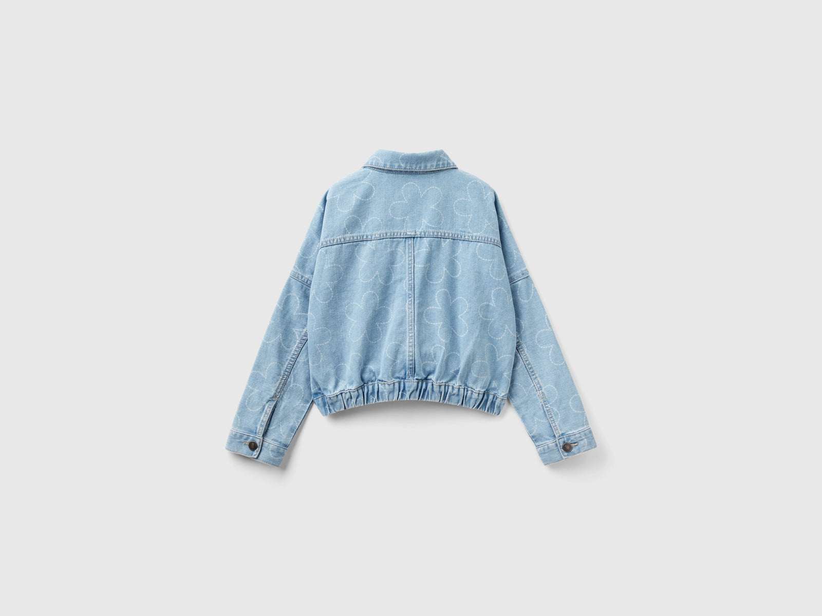 Giacca di jeans con stampa fiori da bambina celeste 2 | Benetton Outlet