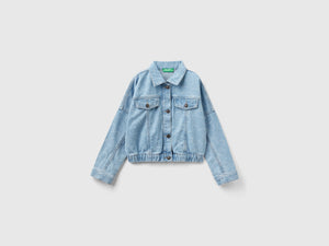 Giacca di jeans con stampa fiori