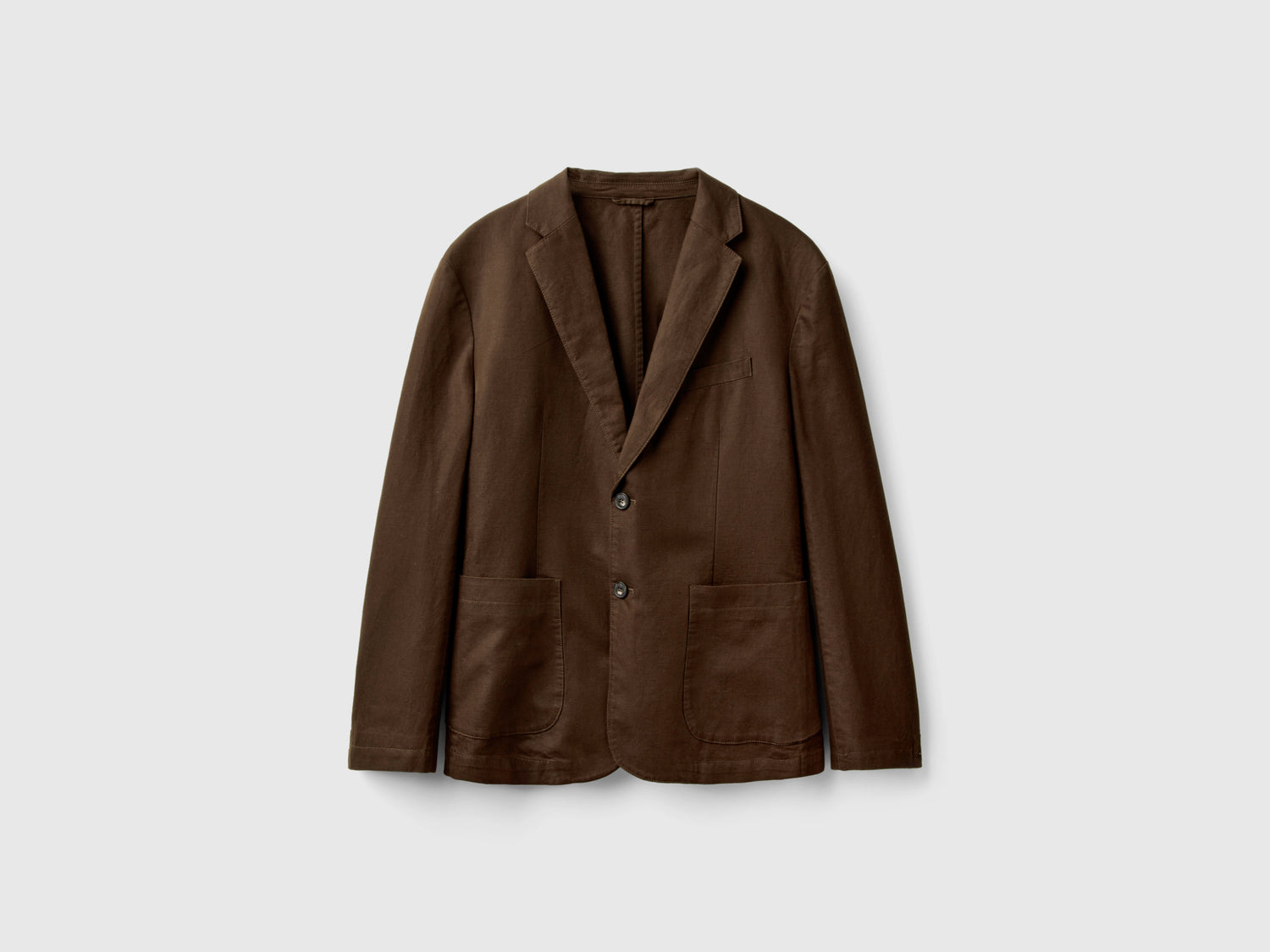 Blazer slim fit in misto lino da uomo marrone scuro | Benetton Outlet