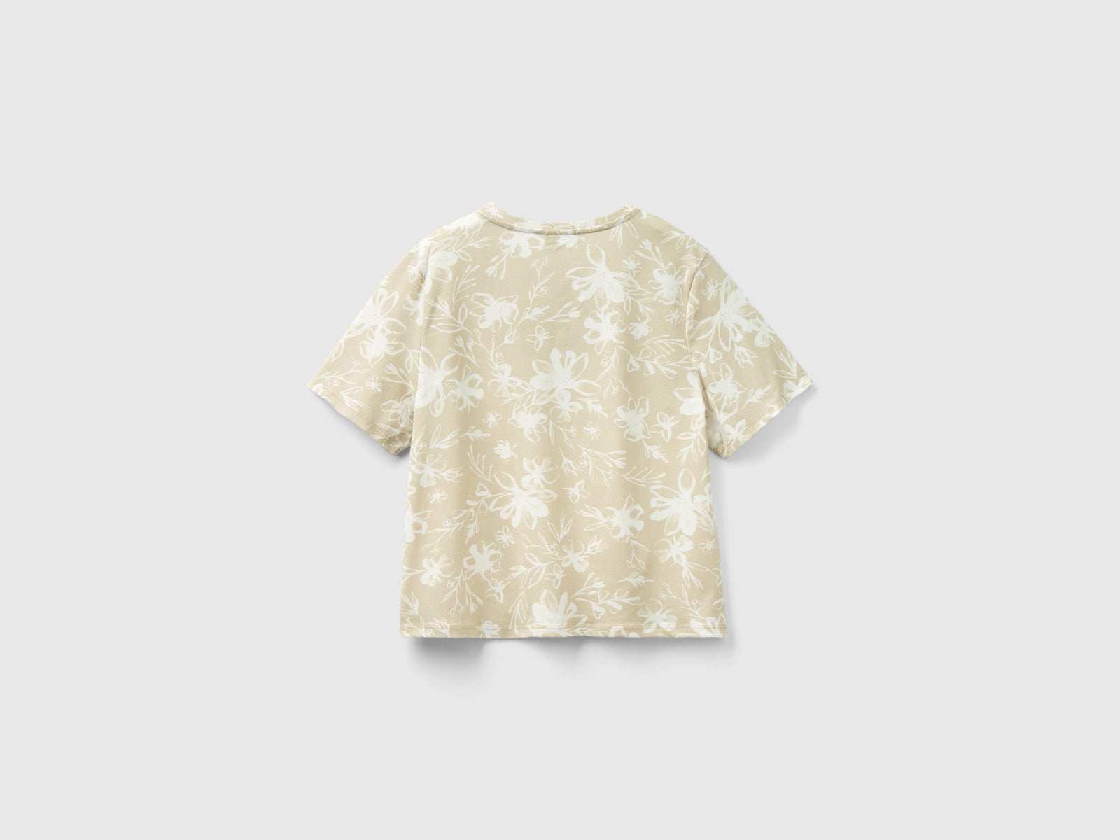 Patterned T-shirt in long-staple cotton da donna beige 2 | Benetton Outlet