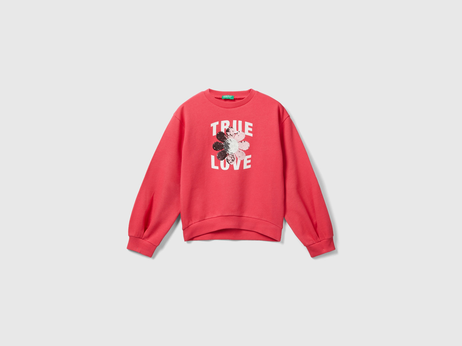Felpa con paillettes reversibili da bambina fucsia | Benetton Outlet