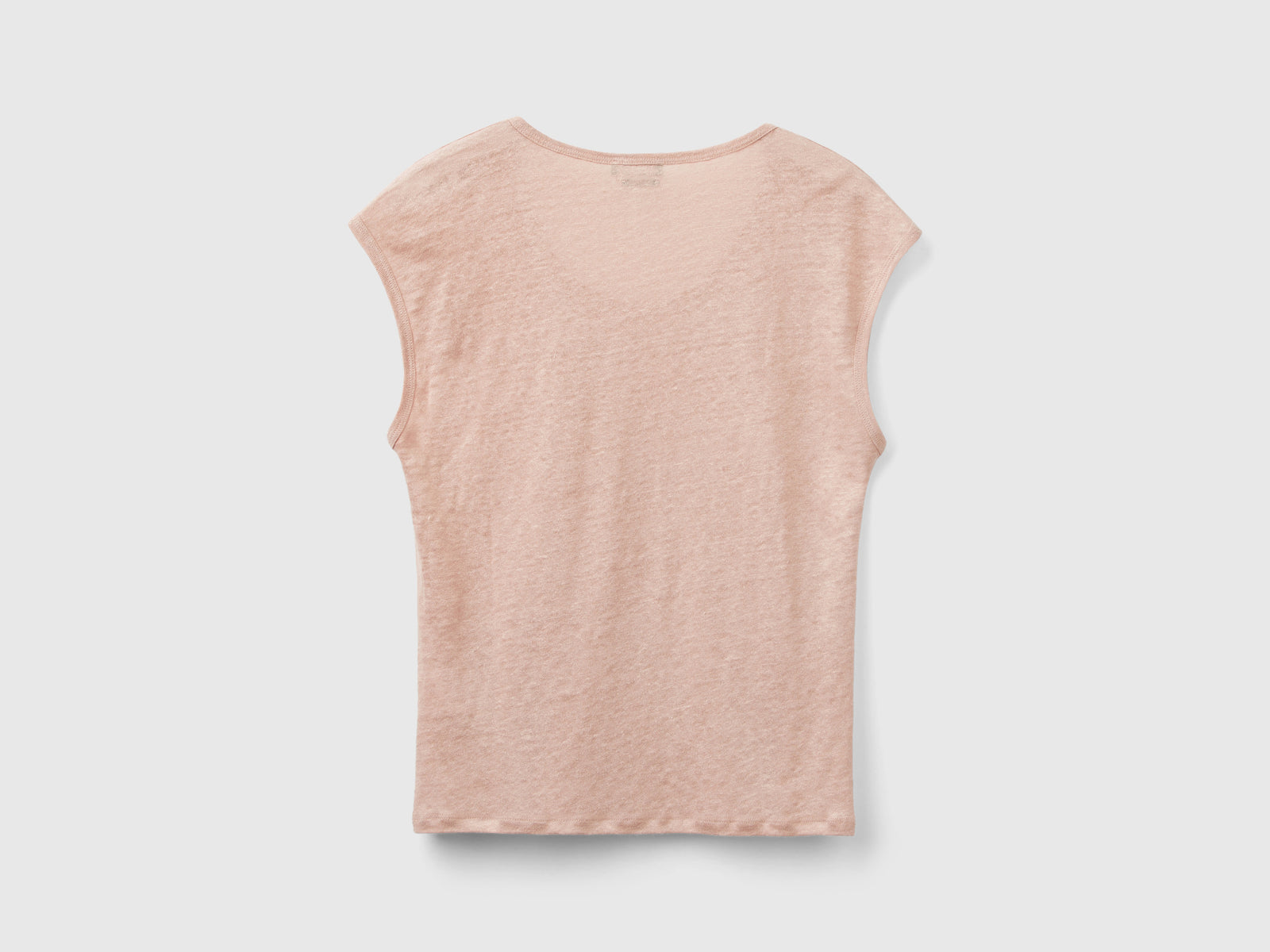 Pure linen wide neck T-shirt da donna rosa tenue 2 | Benetton Outlet