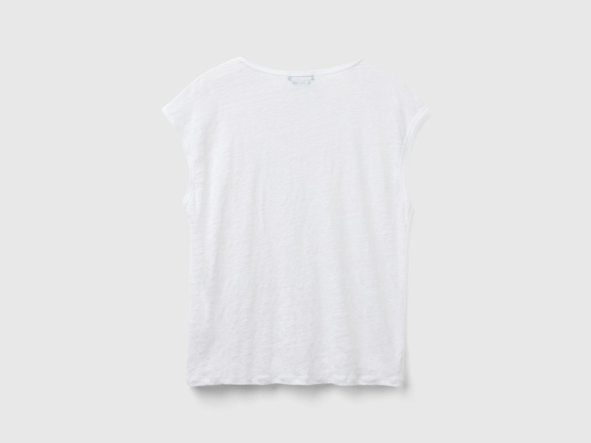Pure linen wide neck T-shirt