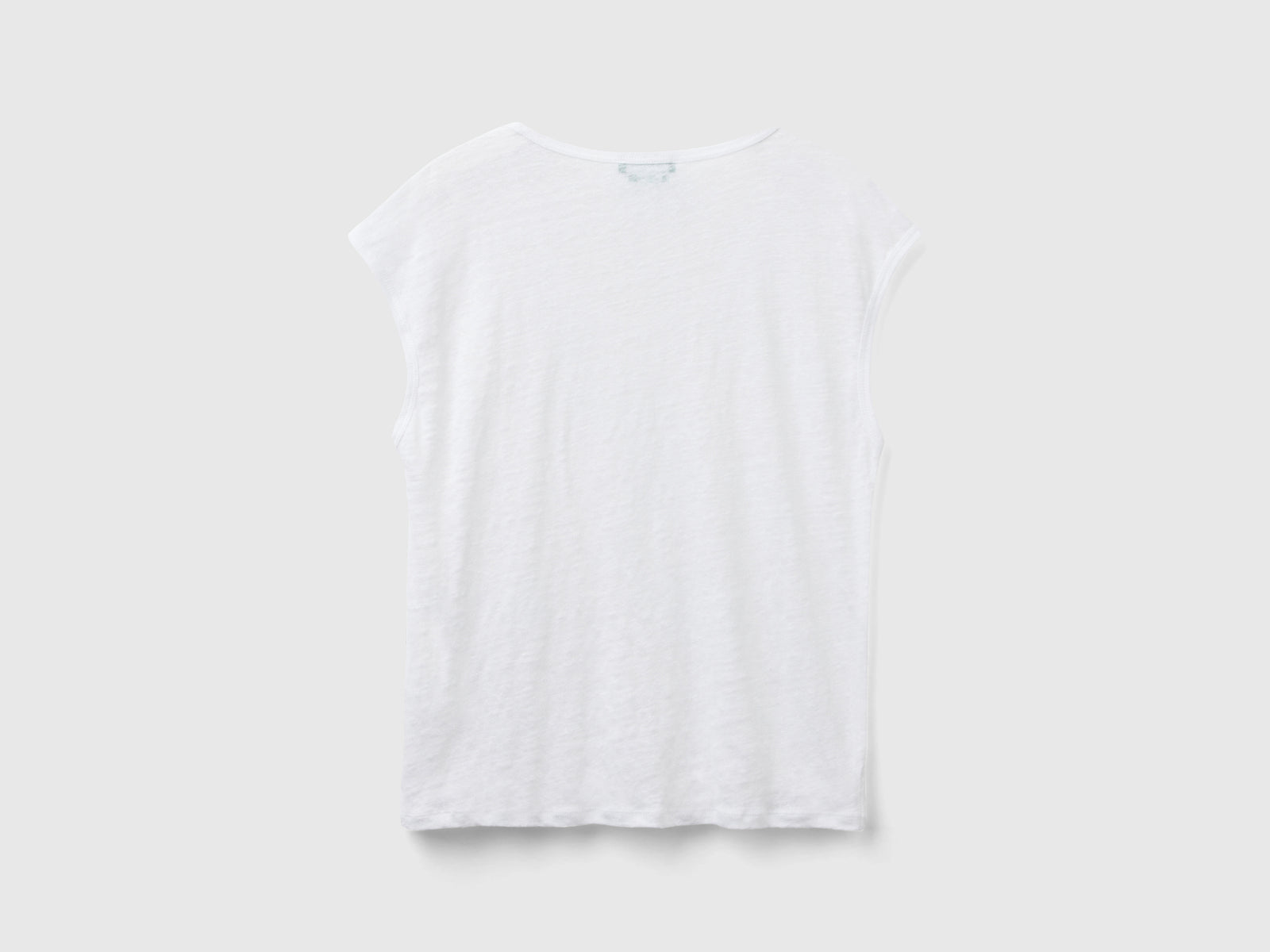 Pure linen wide neck T-shirt da donna bianco 2 | Benetton Outlet