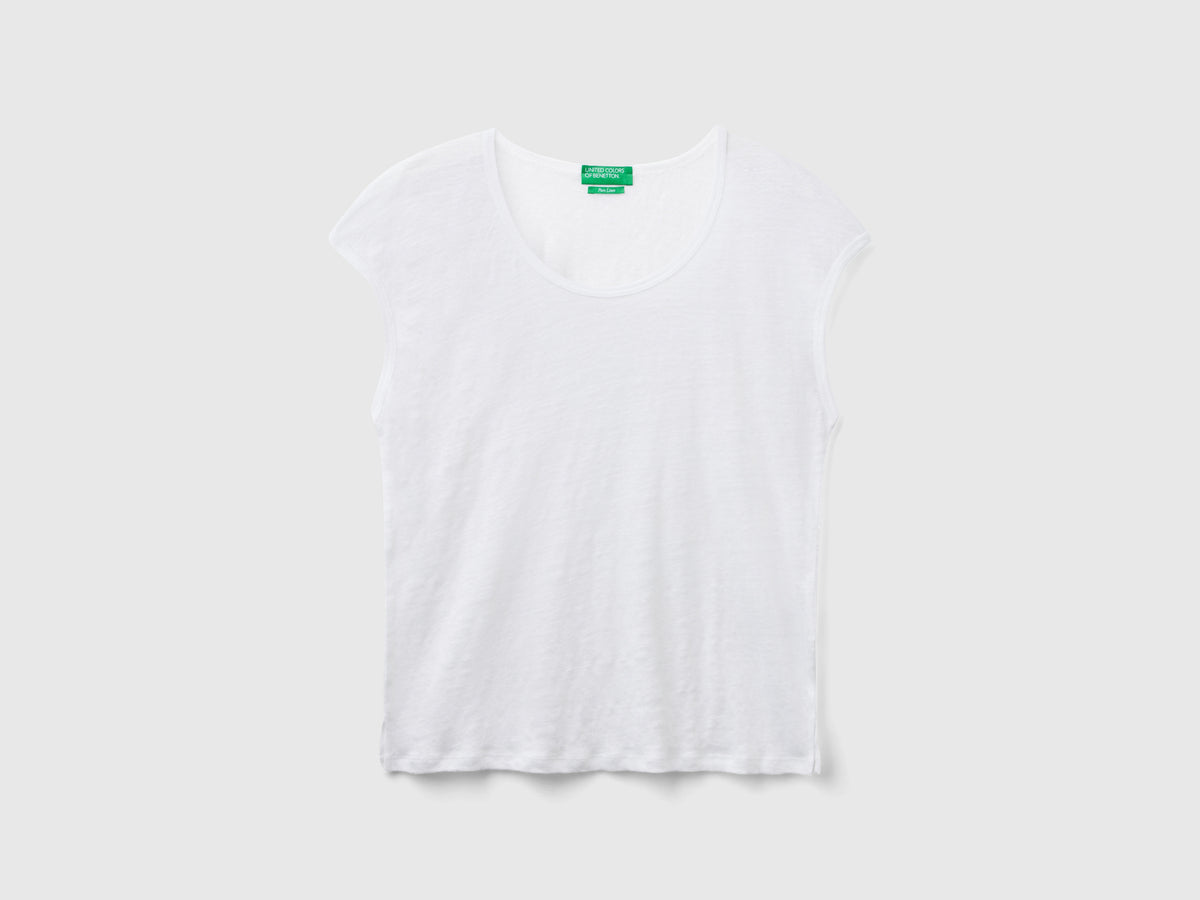 Pure linen wide neck T-shirt