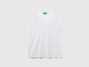 Pure linen wide neck T-shirt