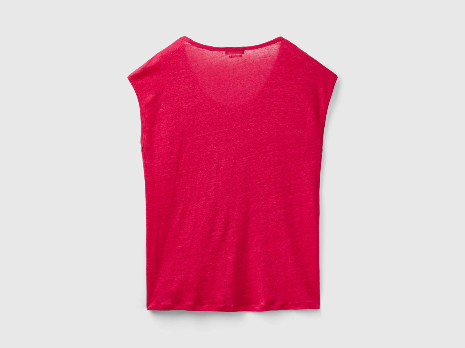 Pure linen wide neck T-shirt da donna ciclamino 2 | Benetton Outlet