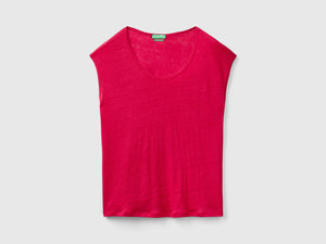 Pure linen wide neck T-shirt