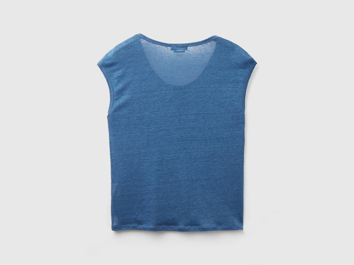 Pure linen wide neck T-shirt