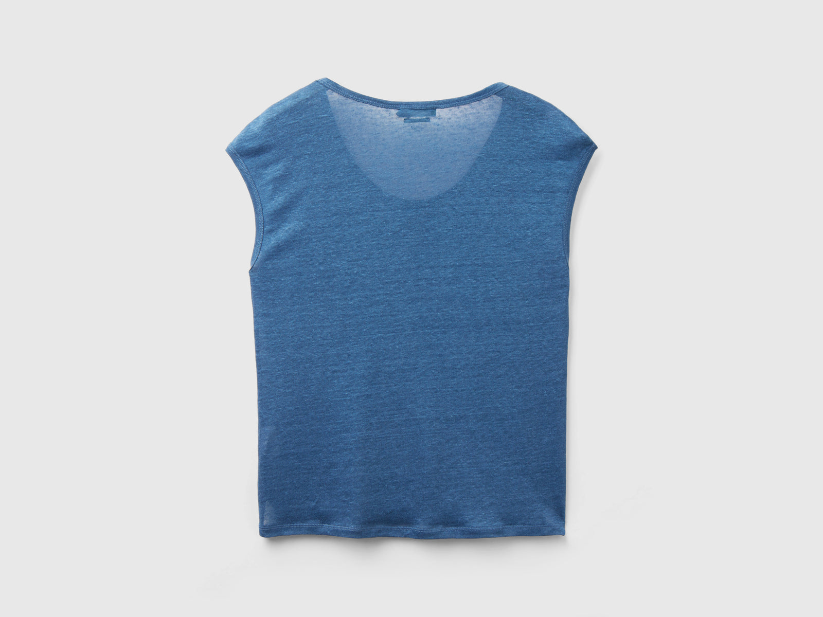 Pure linen wide neck T-shirt da donna avio 2 | Benetton Outlet