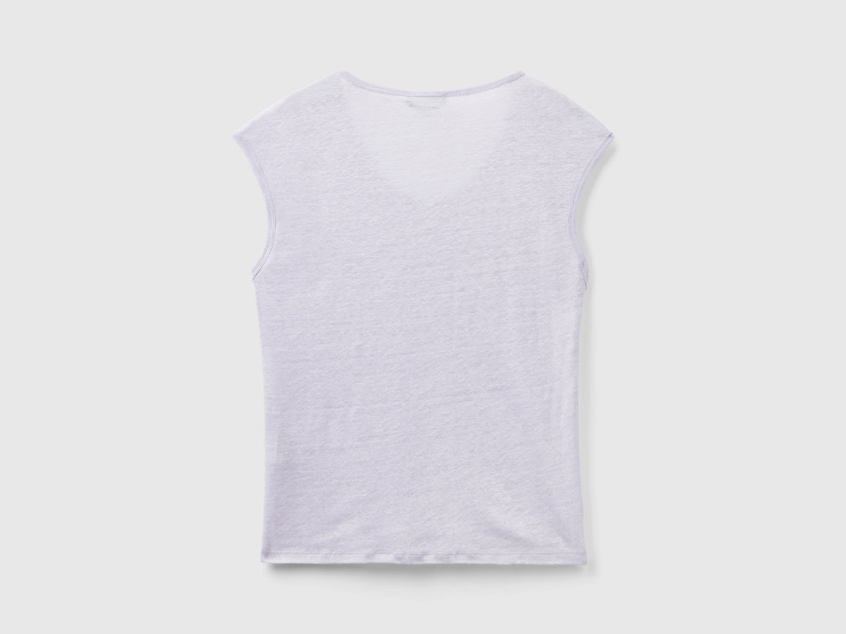 Pure linen wide neck T-shirt