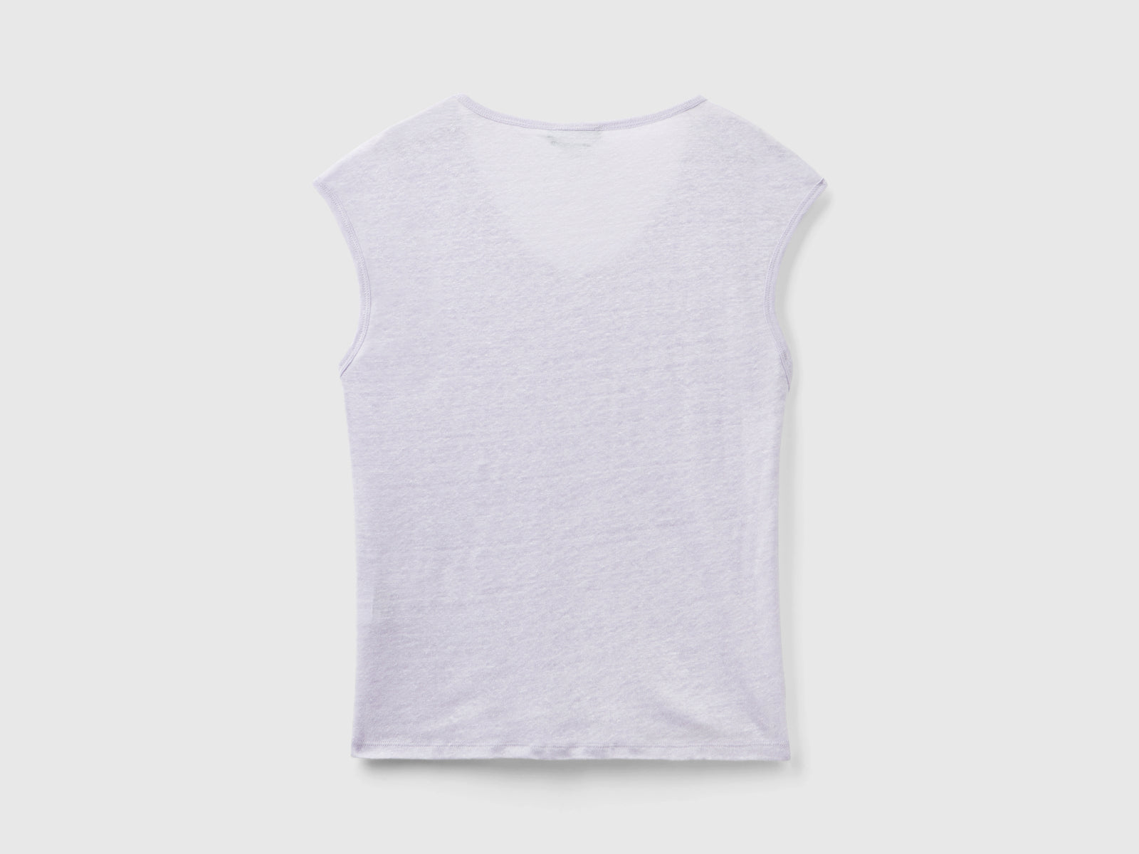 Pure linen wide neck T-shirt da donna lilla 2 | Benetton Outlet
