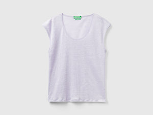 Pure linen wide neck T-shirt