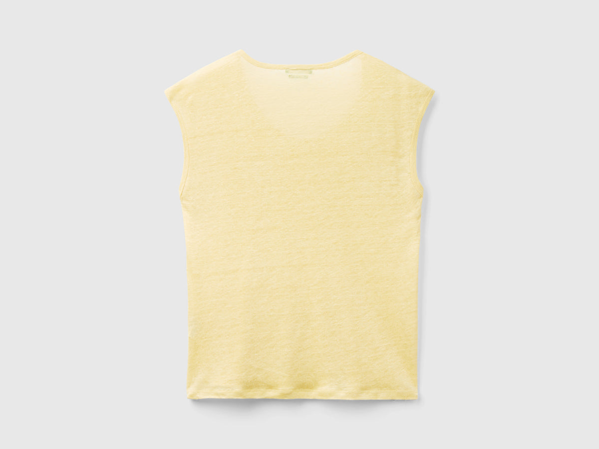 Pure linen wide neck T-shirt