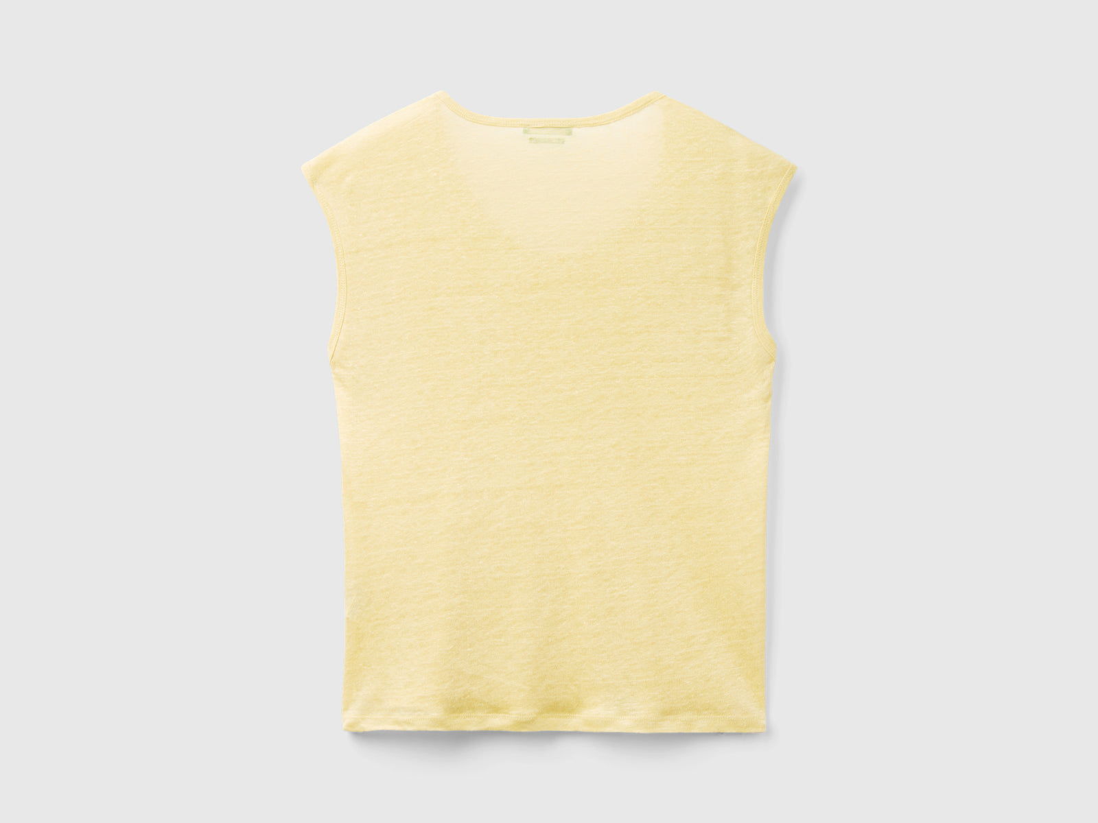 Pure linen wide neck T-shirt da donna giallo 2 | Benetton Outlet