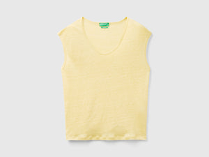 Pure linen wide neck T-shirt
