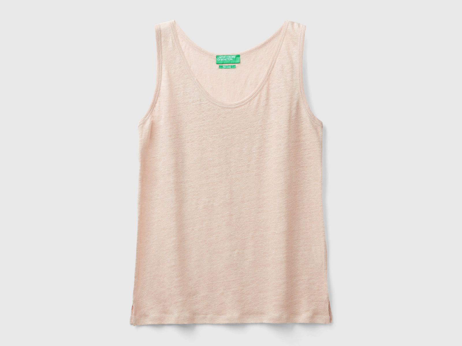 Pure linen tank top da donna rosa tenue | Benetton Outlet