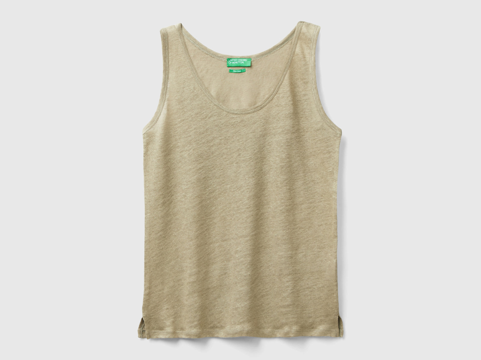 Pure linen tank top da donna verde chiaro | Benetton Outlet