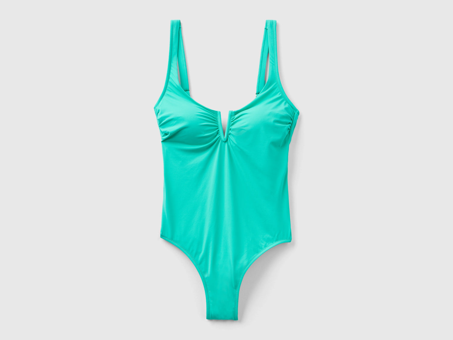 Costume in ECONYL® con dettaglio a V da donna turchese | Benetton Outlet