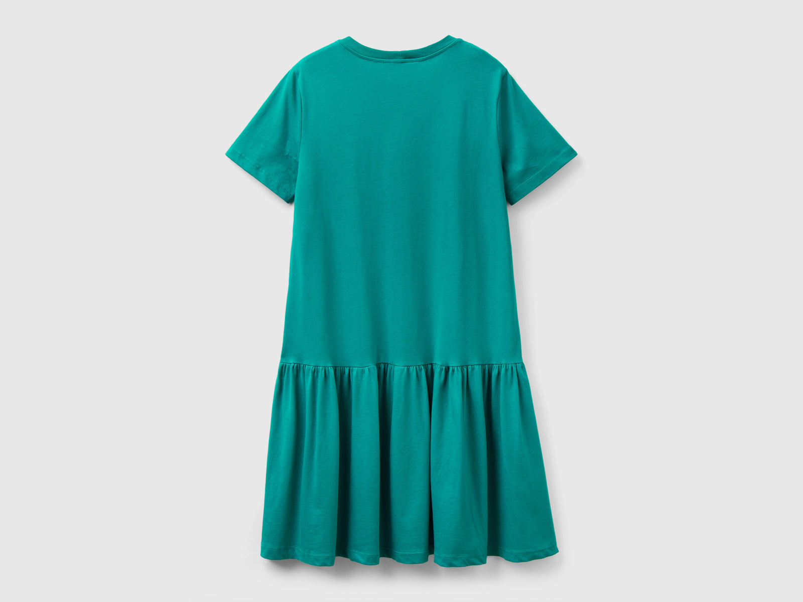 Abito corto in cotone a fibra lunga da donna verde ottanio 2 | Benetton Outlet