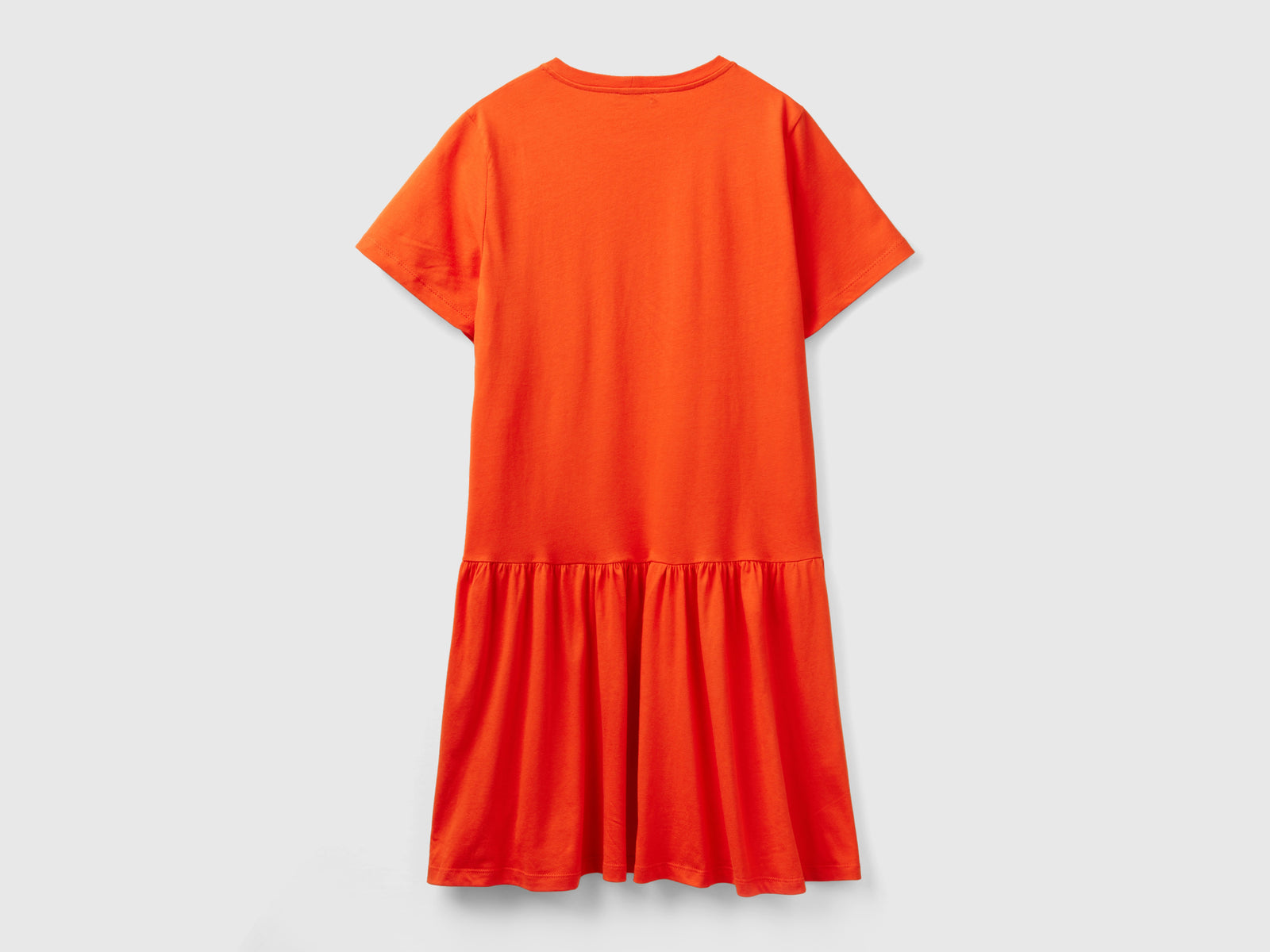 Abito corto in cotone a fibra lunga da donna rosso corallo 2 | Benetton Outlet