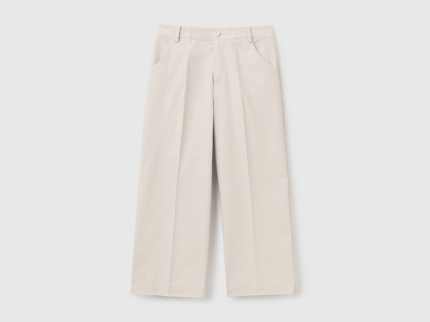 Pantaloni cropped 100% cotone da donna bianco panna | Benetton Outlet
