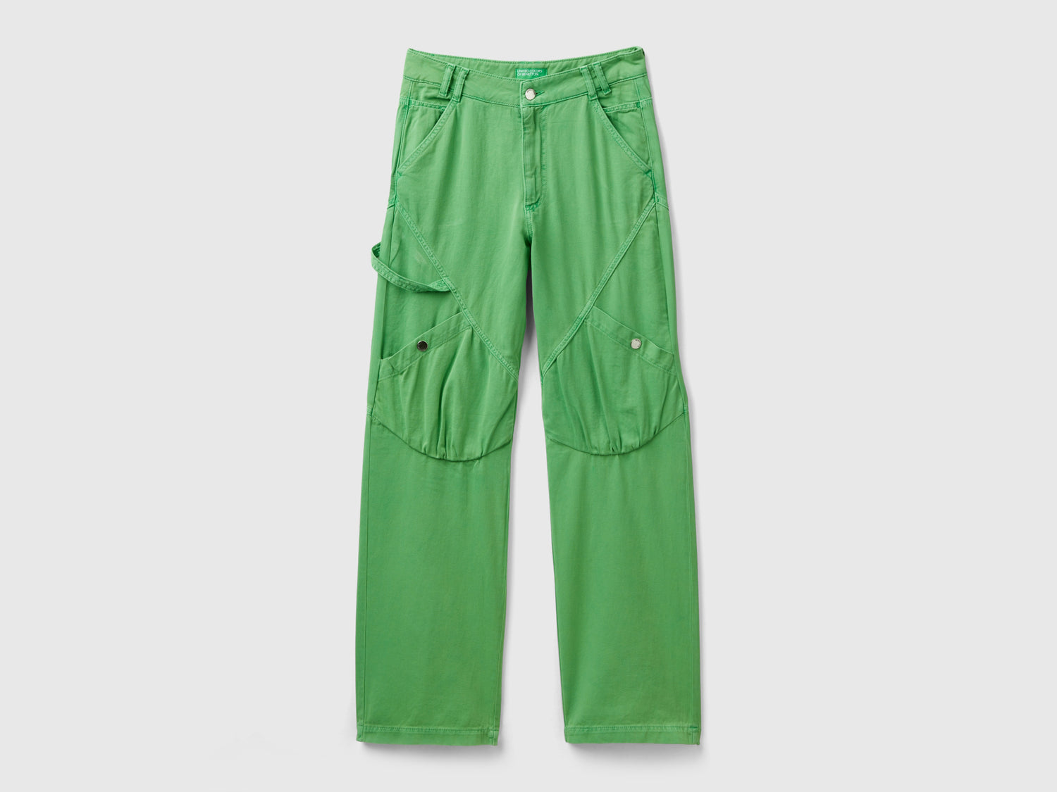 Pantaloni cargo in cotone da donna verde | Benetton Outlet